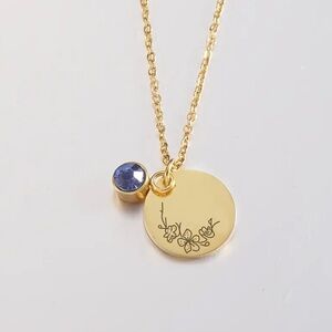 March Antique Gold Tone Birth Flower Charm Necklace NWT
